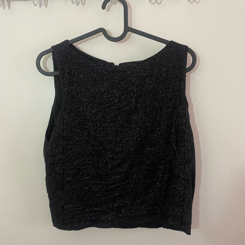 Alice and Olivia black sparkly crop top